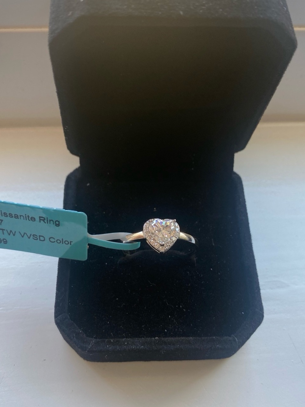 Heart Shaped Moissanite Promise Ring Size 7